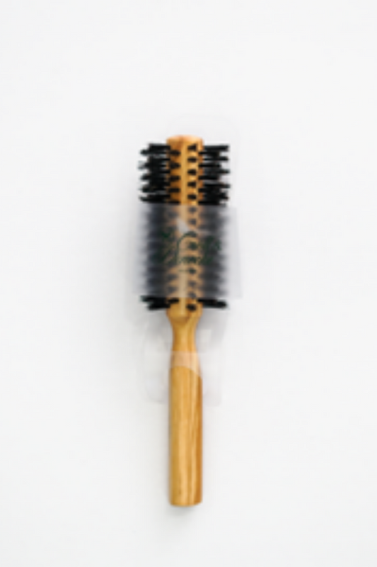 Brosse à cheveux en olivier, ronde